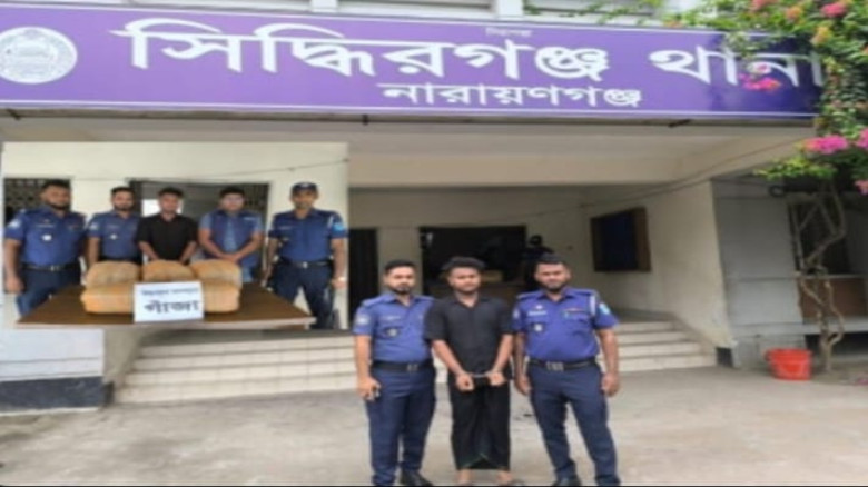 গাঁজা সহ মাদক ব্যাবসায়ী গ্রেফতার
